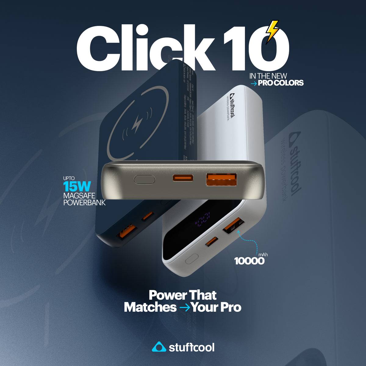 STUFFCOOL CLICK 10 10000MAH POWER BANK MAGNETIC WIRELESS POWER BANK