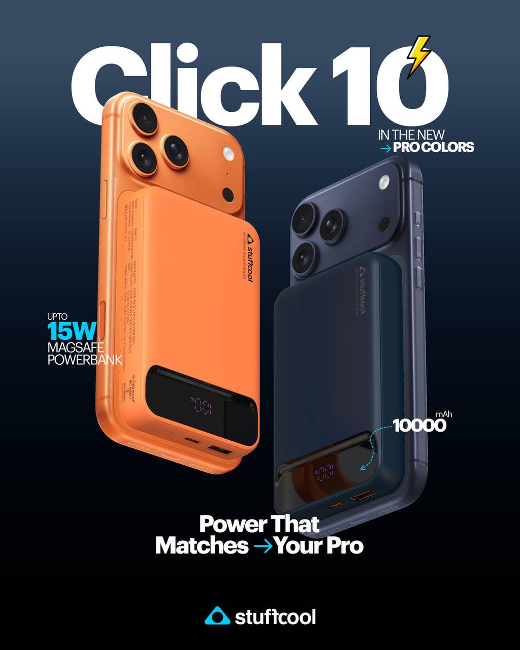 STUFFCOOL CLICK 10 10000MAH POWER BANK MAGNETIC WIRELESS POWER BANK