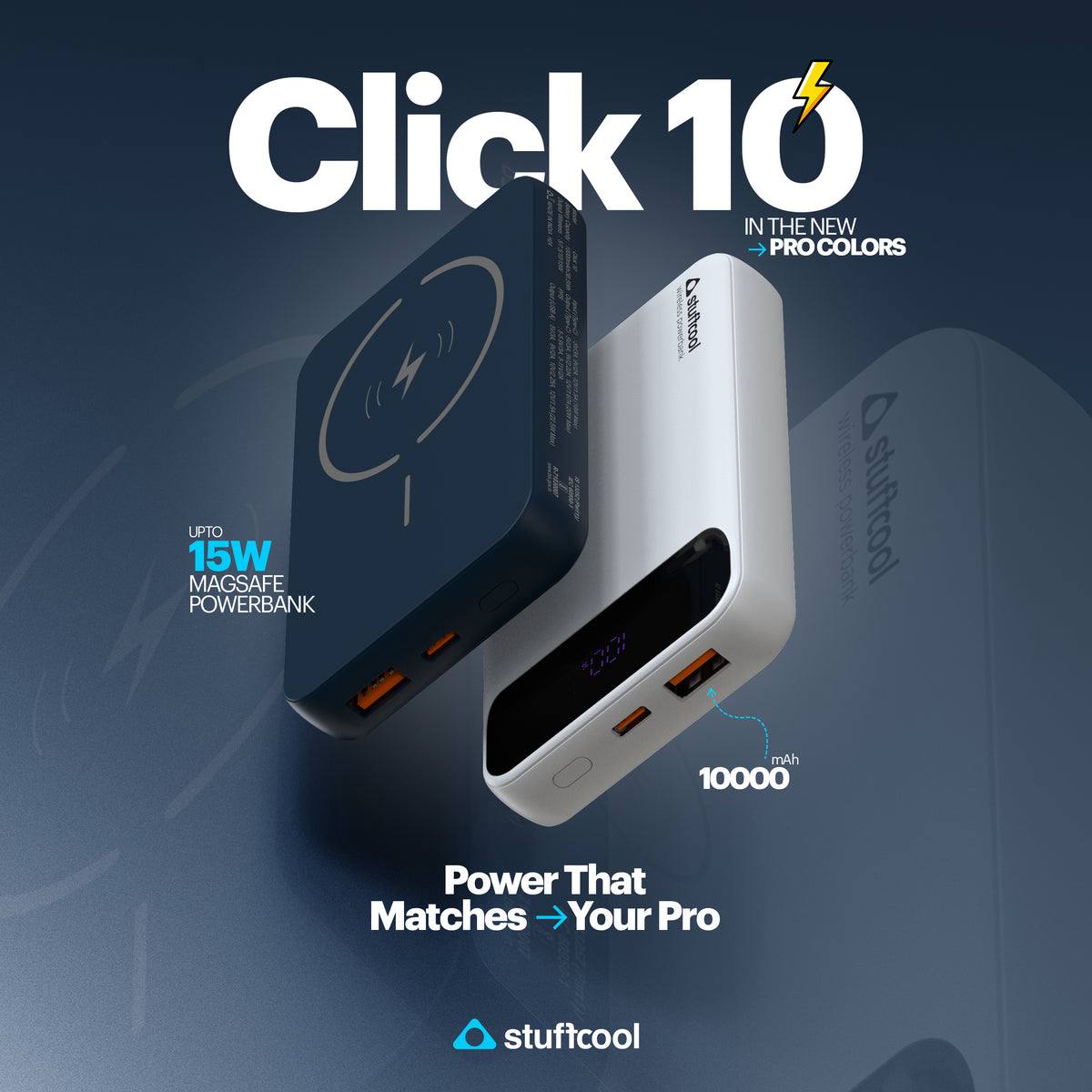 STUFFCOOL CLICK 10 10000MAH POWER BANK MAGNETIC WIRELESS POWER BANK