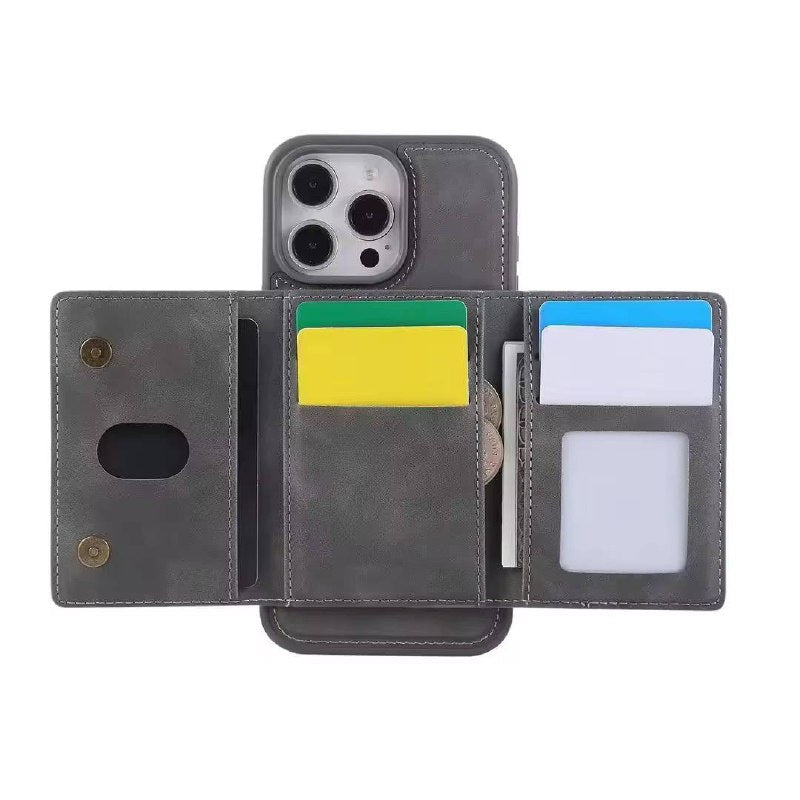 PU Leather Phone Cases Detachable Magnetic Card Holder Wallet Mobile Phone Case Cover for iPhone 13 14 15 16 Pro Max for Samsung S24 S25
