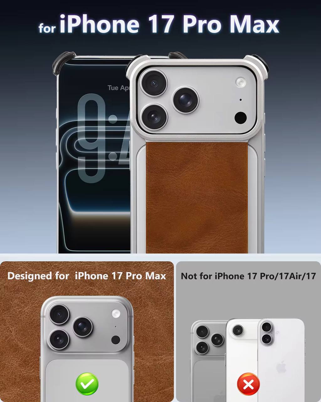 Luxury Magnetic Leather Phone Case for iPhone 17 Pro Max With Hidden Stand Frameless Aluminum Alloy Bumper Shockproof Cover