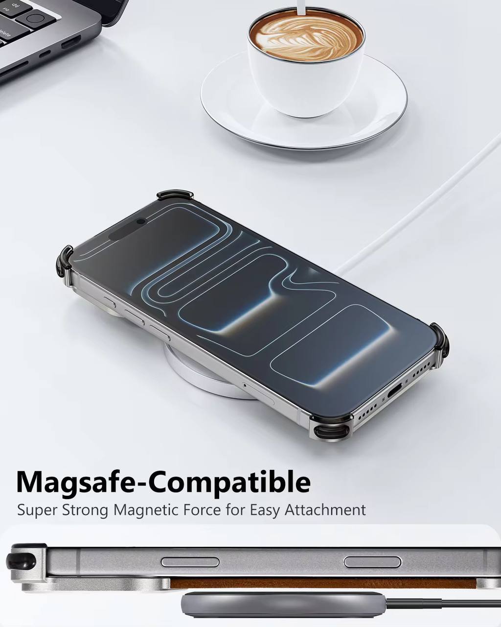 Luxury Magnetic Leather Phone Case for iPhone 17 Pro Max With Hidden Stand Frameless Aluminum Alloy Bumper Shockproof Cover