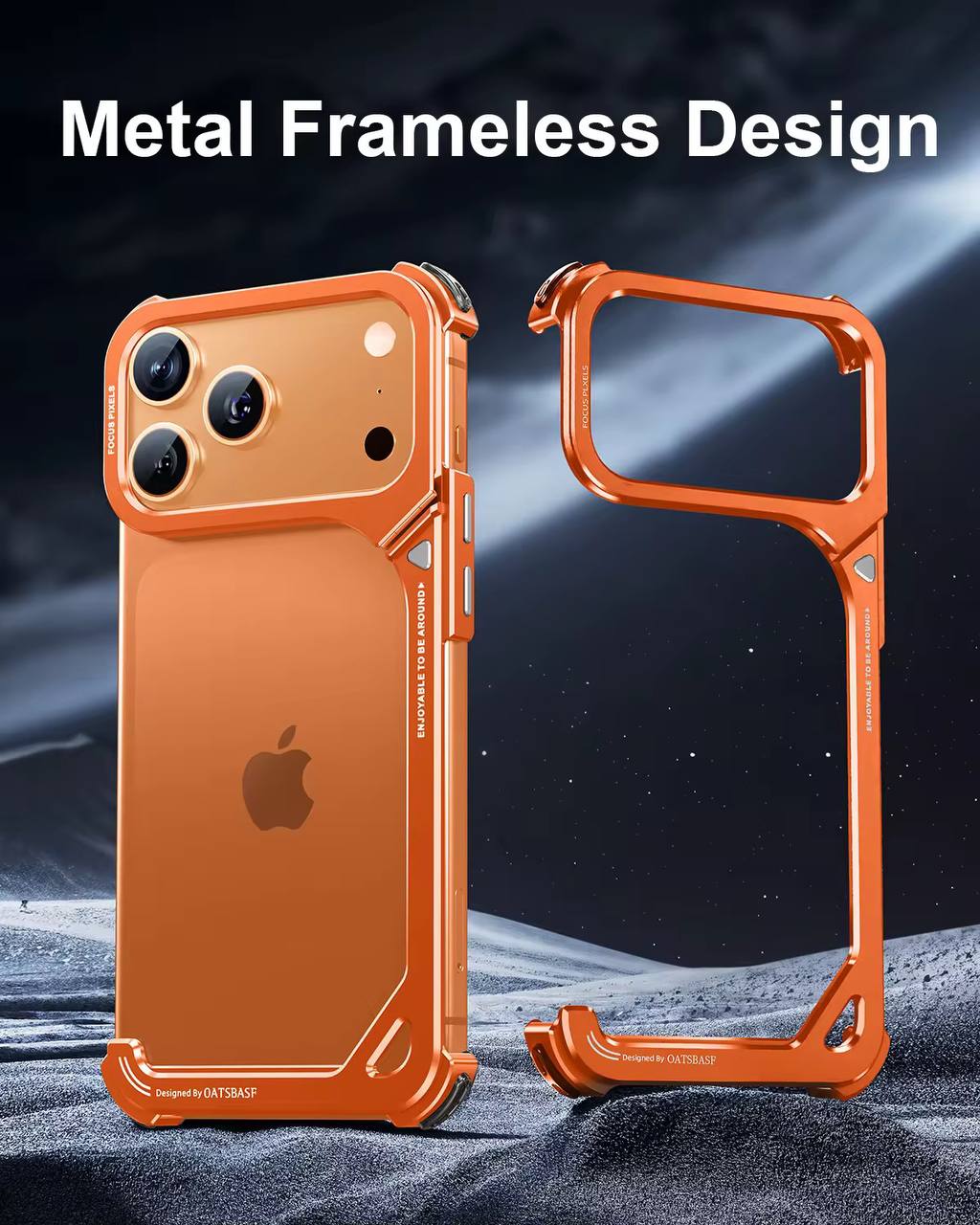 OATSBASF 9 Shaped Phone Case Minimalism Design Excellent Heat Dissipation Seamless Wireless Charging Ultra Light Metal Bumper Case 17 PRO/17 PRO MAX