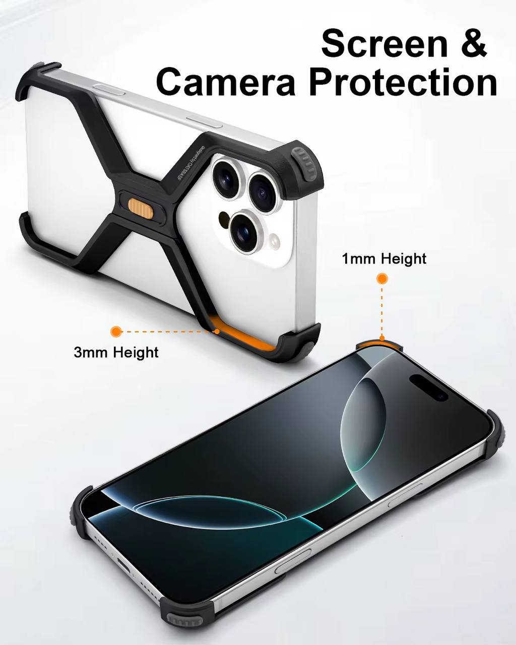 X-Shaped Frameless Shockproof Metal Phone Case foriPhone 16 Pro Max Aluminum Alloy Minimalist Protective Cover for iPhone 16 Pro