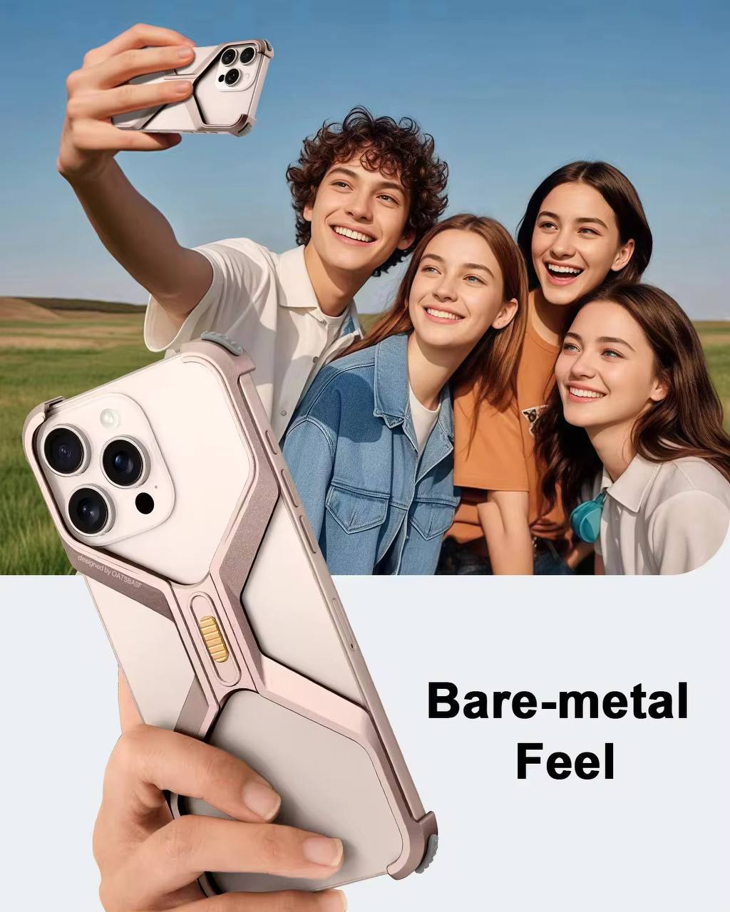 X-Shaped Frameless Shockproof Metal Phone Case foriPhone 16 Pro Max Aluminum Alloy Minimalist Protective Cover for iPhone 16 Pro