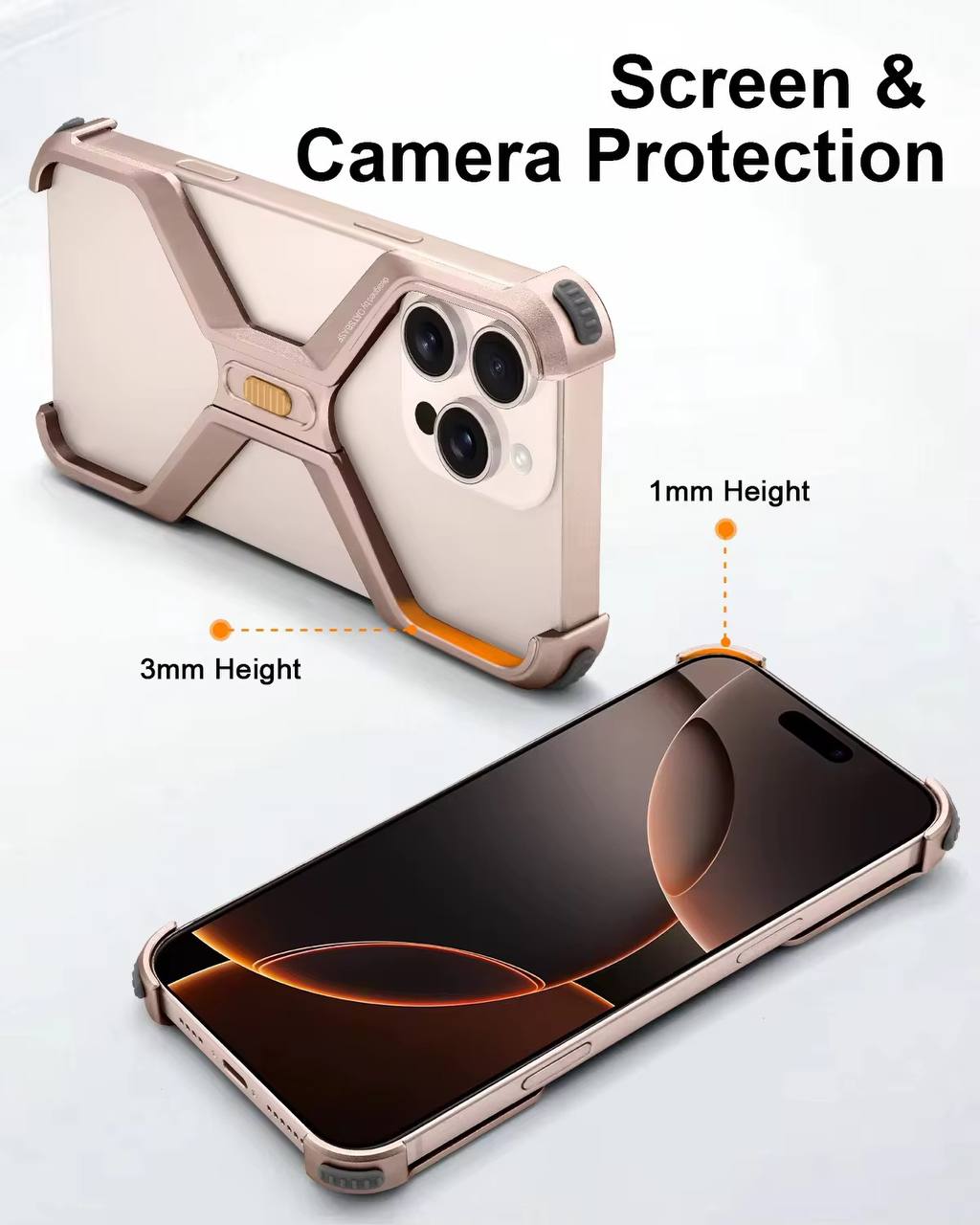 X-Shaped Frameless Shockproof Metal Phone Case foriPhone 16 Pro Max Aluminum Alloy Minimalist Protective Cover for iPhone 16 Pro