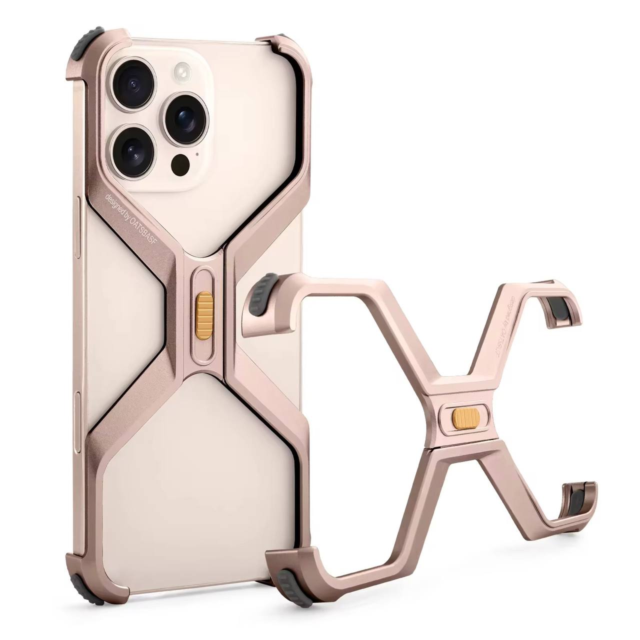 X-Shaped Frameless Shockproof Metal Phone Case foriPhone 16 Pro Max Aluminum Alloy Minimalist Protective Cover for iPhone 16 Pro