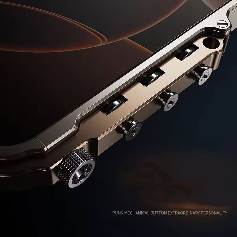 High-End Fun Phone Case Armor Design Aluminum Alloy Phone Case Anti-Drop Heat Dissipation Protective Cover for iPhone 17 Pro Max