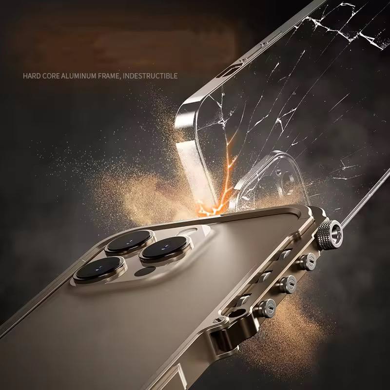 High-End Fun Phone Case Armor Design Aluminum Alloy Phone Case Anti-Drop Heat Dissipation Protective Cover for iPhone 17 Pro Max