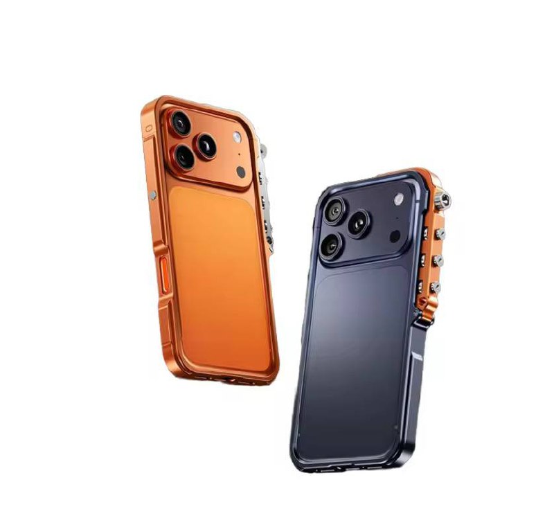 High-End Fun Phone Case Armor Design Aluminum Alloy Phone Case Anti-Drop Heat Dissipation Protective Cover for iPhone 17 Pro Max