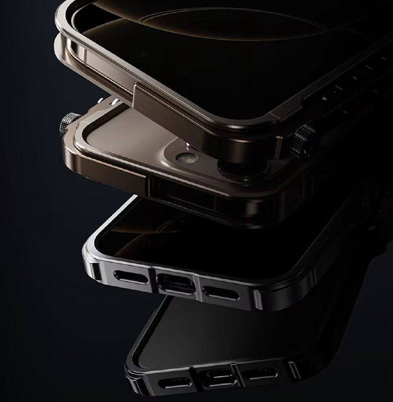 High-End Fun Phone Case Armor Design Aluminum Alloy Phone Case Anti-Drop Heat Dissipation Protective Cover for iPhone 17 Pro Max