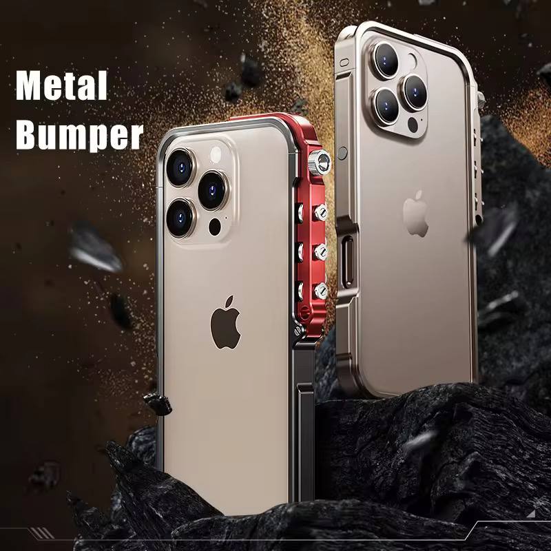 High-End Fun Phone Case Armor Design Aluminum Alloy Phone Case Anti-Drop Heat Dissipation Protective Cover for iPhone 17 Pro Max