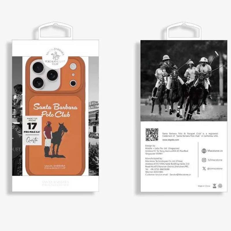 iPhone Genuine Leather Original Santa Barbara Polo Club Questa Series Case with Magsafe - Orange
