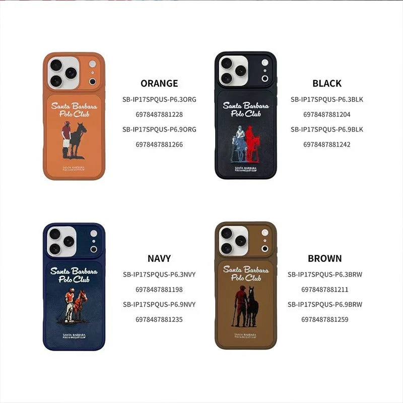 iPhone Genuine Leather Original Santa Barbara Polo Club Questa Series Case with Magsafe - Orange