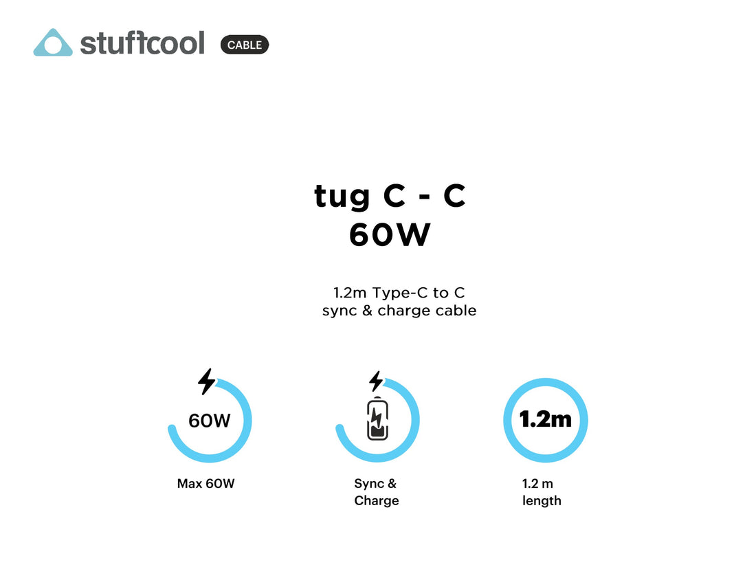 tug C-C 60W (3A) 1.2M Type-c to c Cable stuffcool