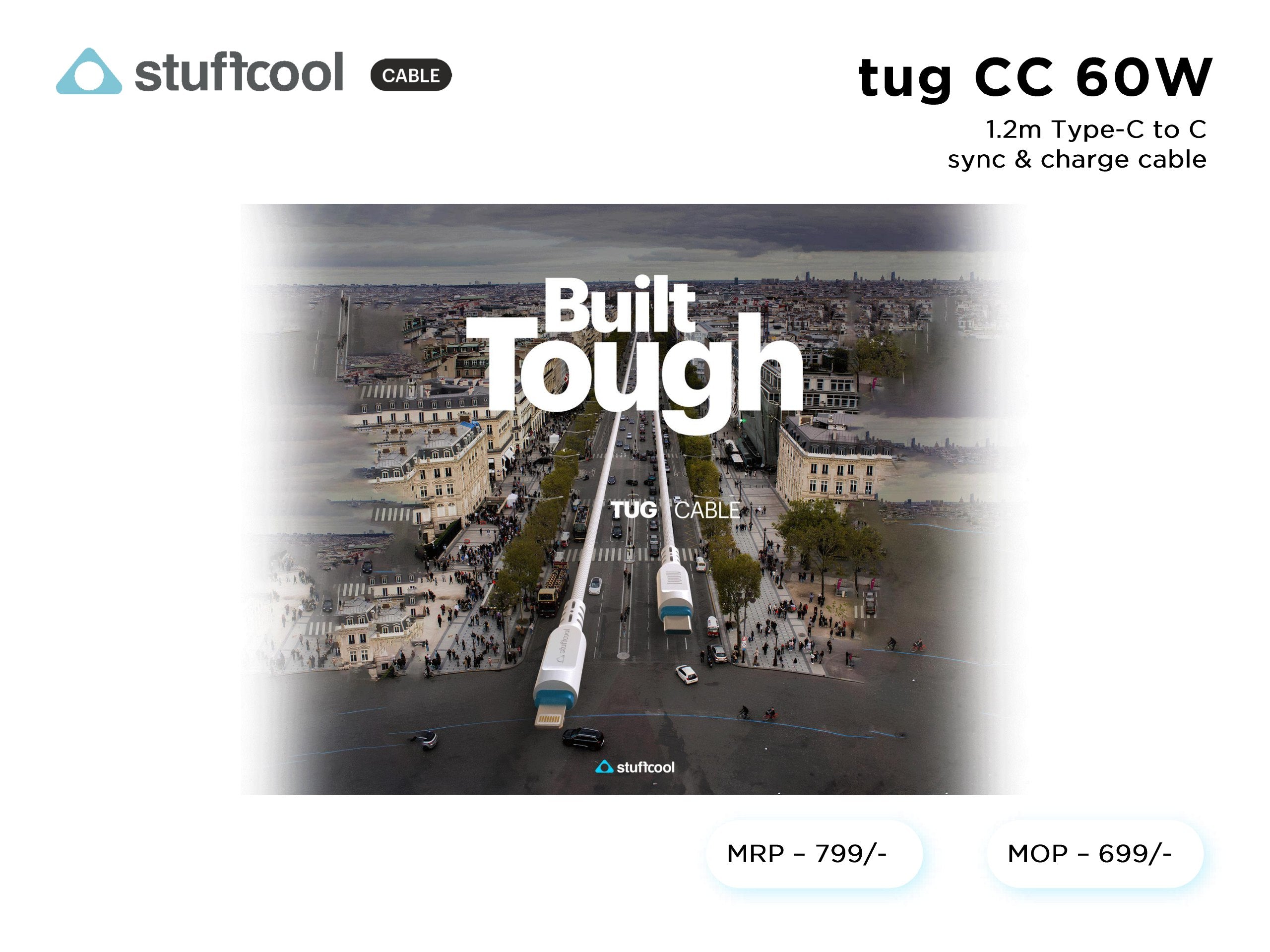 tug C-C 60W (3A) 1.2M Type-c to c Cable stuffcool