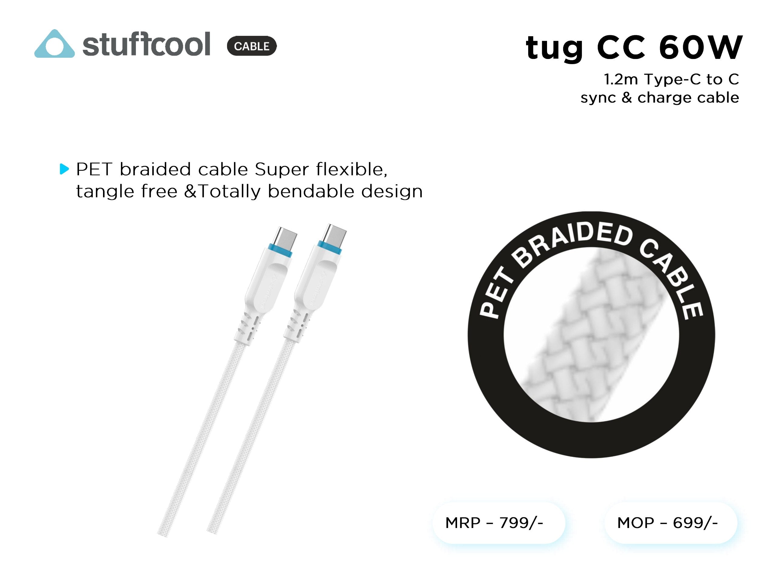 tug C-C 60W (3A) 1.2M Type-c to c Cable stuffcool