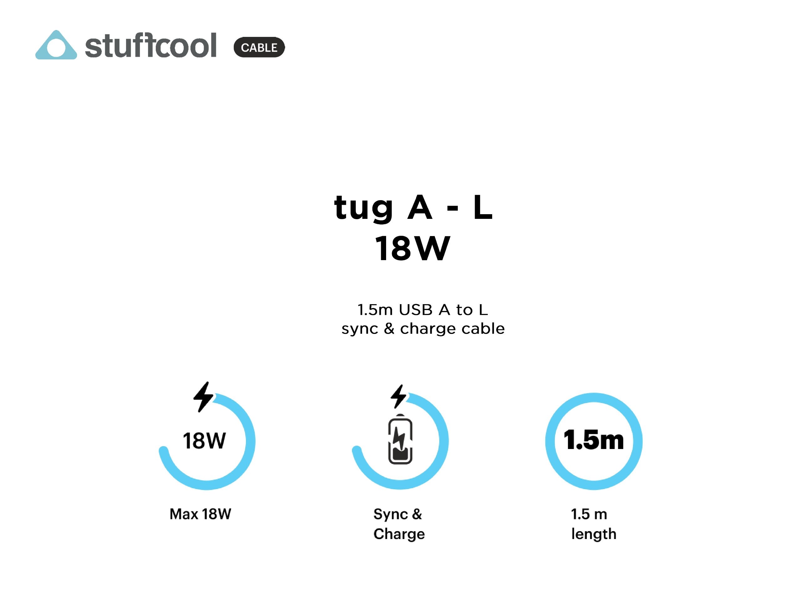 tug A-L 1.5M USB-A to Lightning  cable stuffcool
