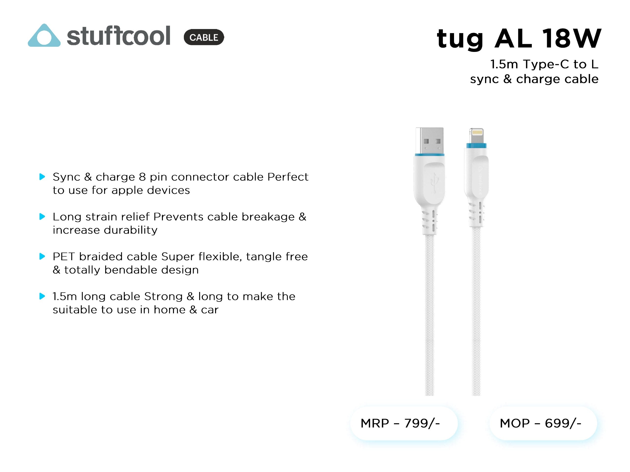 tug A-L 1.5M USB-A to Lightning  cable stuffcool