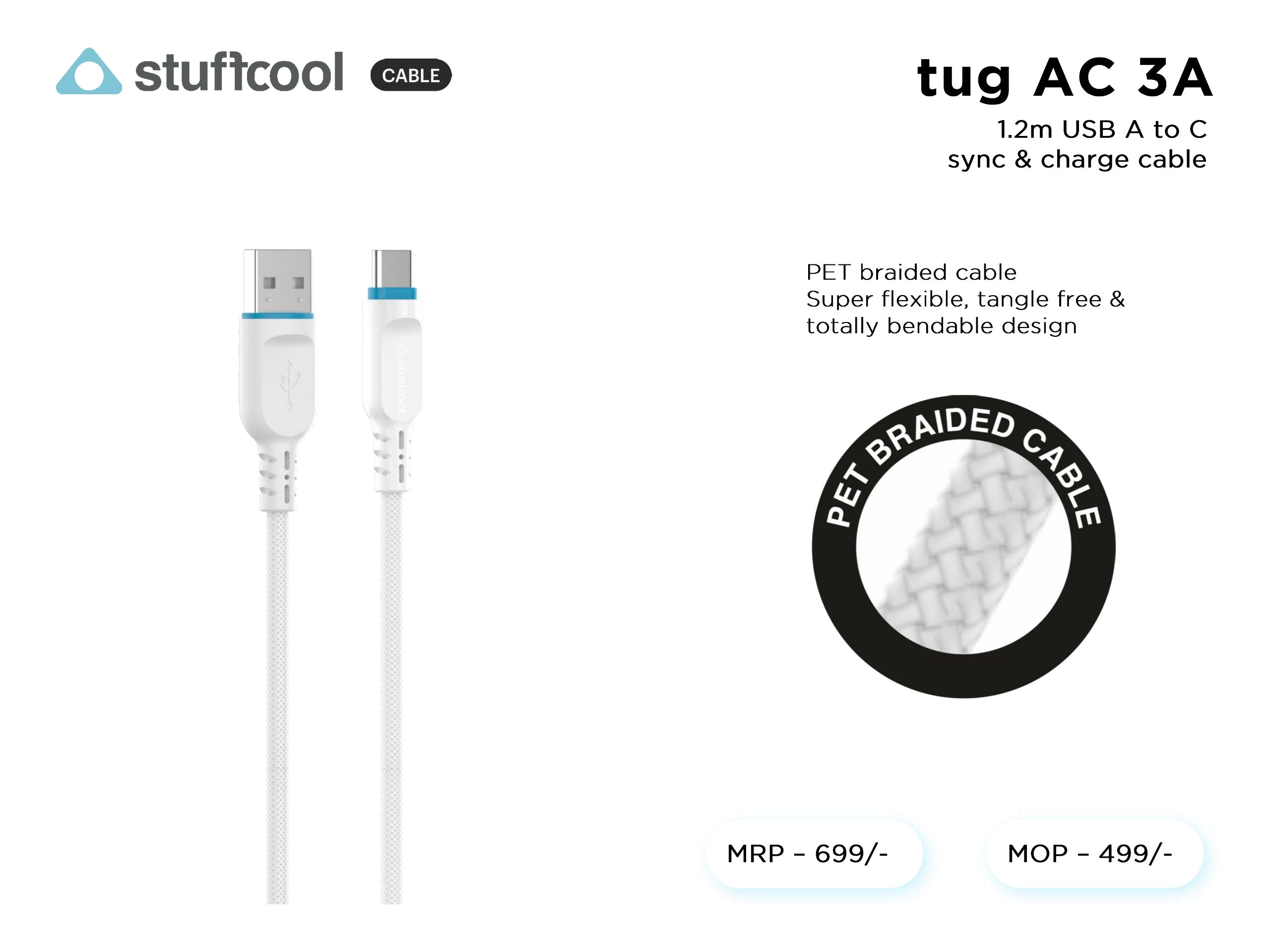 tug AC 3A 1.2M USB A to C CHARGE CABLE USB TO C stuffcool