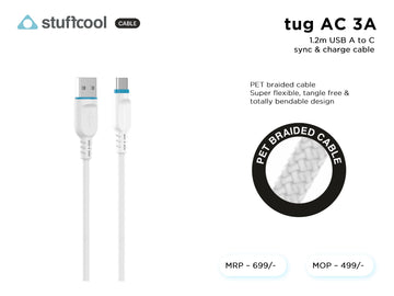 tug AC 3A 1.2M USB A to C CHARGE CABLE USB TO C stuffcool