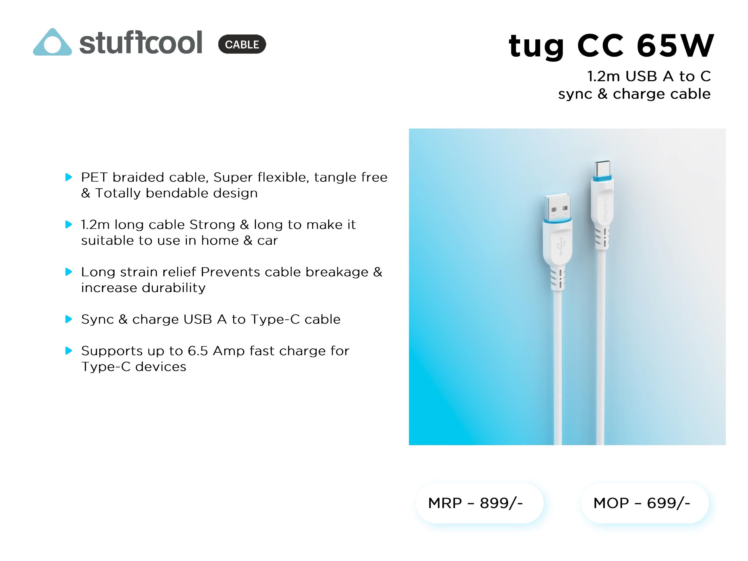 tug A-C 6.5A 1.2m USB -A to C CABLE stuffcool