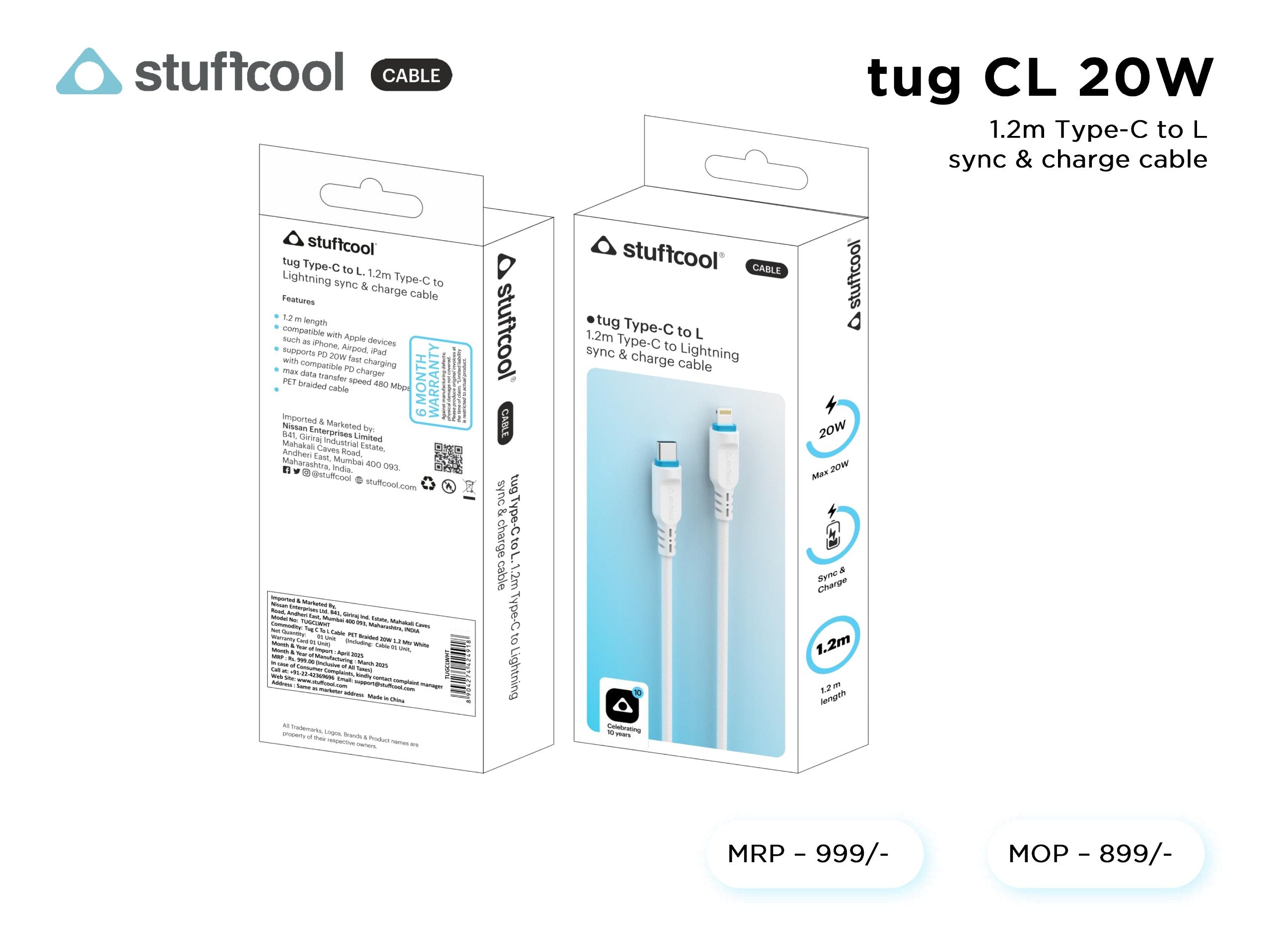 tug Type-C to L 1.2M Lightning Cable Stuffcool