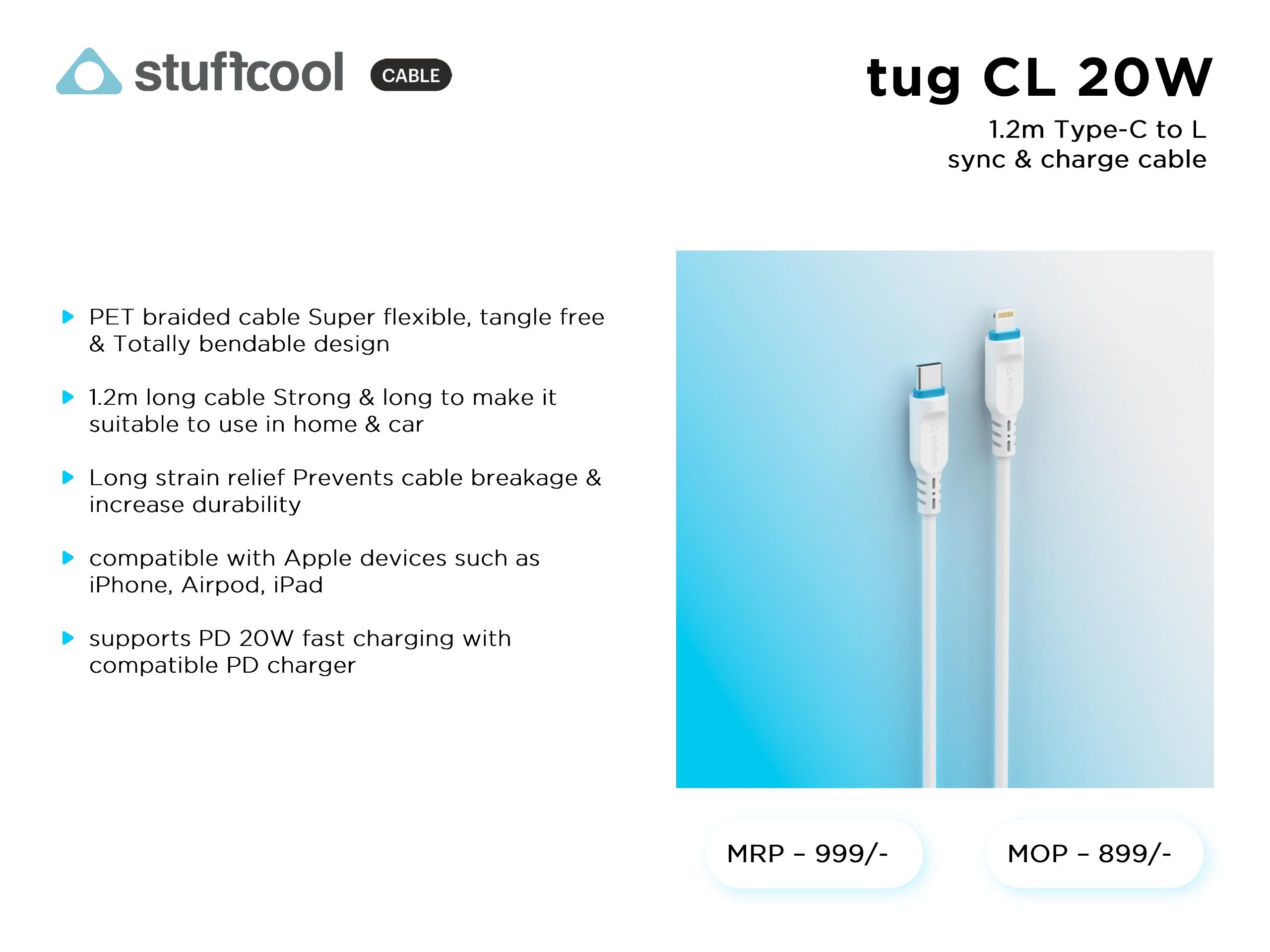 tug Type-C to L 1.2M Lightning Cable Stuffcool