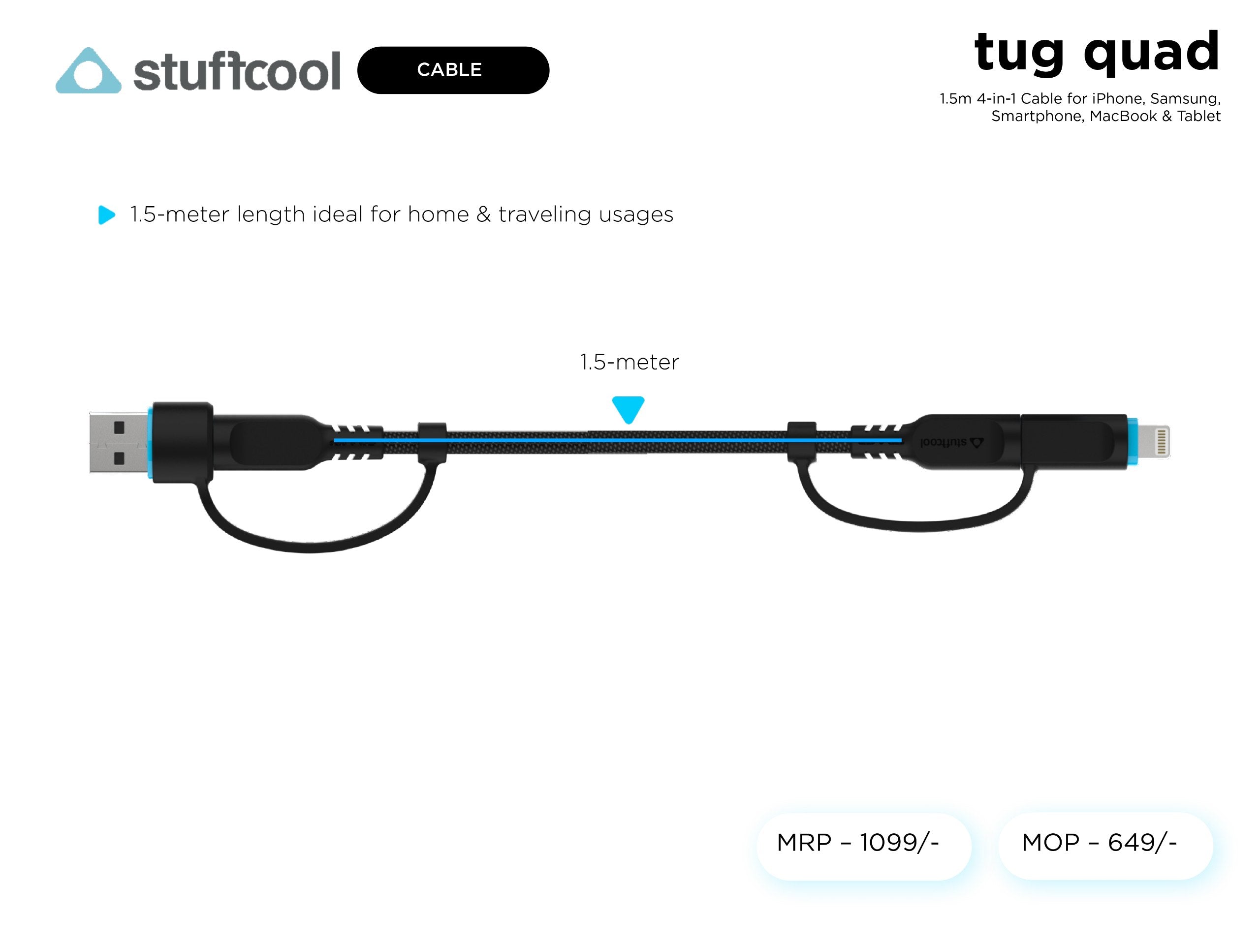 tug quad 1.5m 4 in 1 cable stuffcool